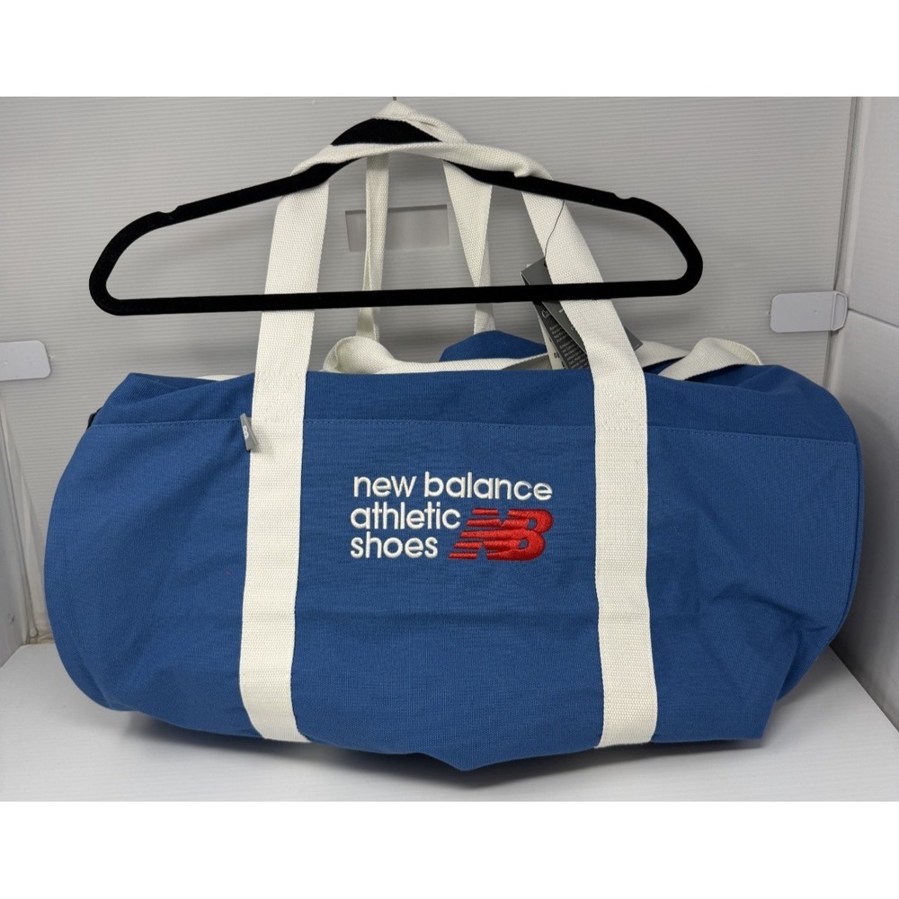 New Balance Large Blue Red Logo Canvas Duffle Gym Travel Bag 24" LAB51502SET-OSZ